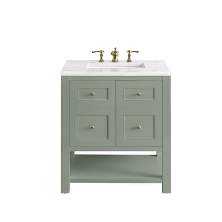 James Martin Vanities Breckenridge 30in Single Vanity, Smokey Celadon w/ 3 CM Arctic Fall Top 330-V30-SC-3AF